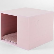 DOGTOC DIY積木小狗屋 小型 6層 寵物屋+坐墊組, 粉紅色