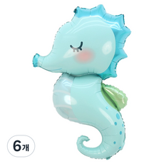 파티짱 바다 여름 은박 모음 생일 파티 풍선, 04 해마 블루, 6개