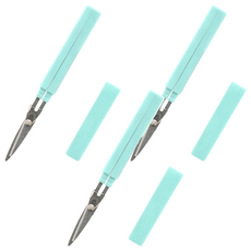 STICKYLE 塗氟不沾黏攜帶型開箱拆信剪刀, 安全固定鎖, 長短柄設計, 單手操作, 淺綠色, 3支