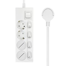 One Stop 零間隙 纖薄 獨立開關 4孔 16A 多功能插座 + 安全蓋 2p, 1.5m, 1個, 潔淨白
