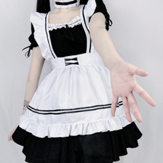 Hot Sweet 女僕洋裝 大尺碼 角色扮演 黑色 短袖 女僕裝 角色扮演服