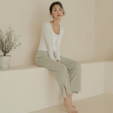 PALAN 女款涼感夏季垂墜開衩長褲