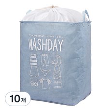 多用途大容量束口洗衣收納籃 75L, 藍色, 10個