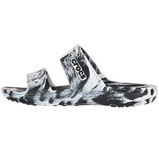 crocs 卡駱馳 Classic Cross 大理石紋拖鞋 207701-103, 白+黑, 230