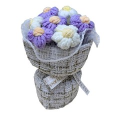 Yamiley 小香風迷你針織泡芙花束 紫 設計精巧 方便擺設於桌面或任何小空間, 1入