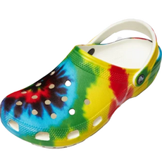 拼色印花洞洞鞋