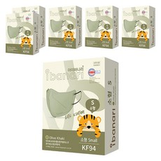 ibanari 童款輕薄防護C型口罩 KF94 S號, 橄欖卡其色, 10片, 6盒