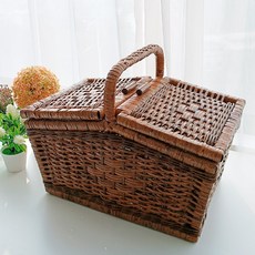 Rattan Shop 天然經典藤編野餐籃 J095N, 1個, 焦糖色