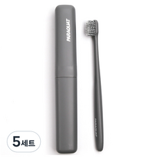 軟毛牙刷 + 收納盒旅行組 灰色, 5組