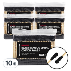 FINDYOU 黑色竹製螺旋棉花棒 補充包, 10個, 200入