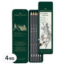 FABER-CASTELL 輝柏 水彩黑鉛筆 5入組 117805, HB、2B、4B、6B、8B, 4組