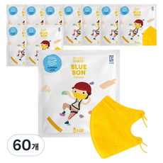 블루본 블루인더스 아이노우 썸머라인 새부리형 컬러마스크 소형, 1개입, 60개, 옐로우