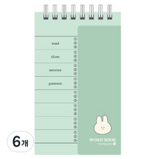 morning glory 2000 單側遮蔽單字卡 上翻式筆記本 100張, 6個, 綠色