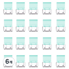 문구담 멀티 푸시 핸드 클립 종이 문서 고정 바인딩 05 초록, 6개, 20개입, 소