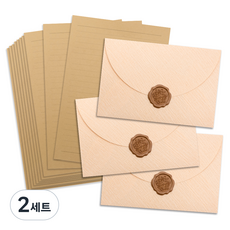 頂級 Noblesse 信紙 10p + 信封 3p + 蠟封 3p 套組, 燕麥色(信封), 2套