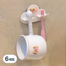 몬드스팟 올인원 벽걸이 강아지 양치컵 + 걸이 세트 400ml YY57894, 화이트, 6세트