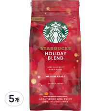 스타벅스 홀리데이 블렌드 미디어 로스트 원두, 생두, 190g, 5개, 190g