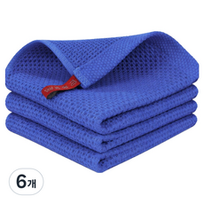 ROI Life 鬆餅格紋廚房抹布 掛環型 藍寶石, 6個