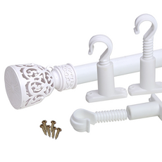 SUNDECO 窗簾桿架 25mm+可調式窗簾桿, 白色, 1組