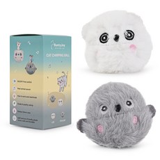 Mailcat 寵物玩具 啾啾球 動物 2件組, 白色+灰色, 1套