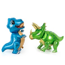Broky 4D 恐龍氣球 迅猛龍 + 三角龍 套組, 1套, 藍色(迅猛龍), 綠色(三角龍)