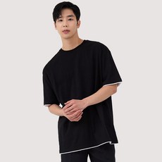 엘라모 무지 레이어드 오버핏 반팔 티셔츠