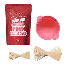 ZiZUSS 經典粉色美體硬蠟豆+基礎專用矽膠碗+木質抹刀組, 200g, 1組