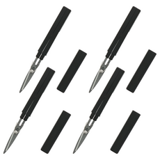 STICKYLE 塗氟不沾黏攜帶型開箱拆信剪刀，筆型設計 好握舒適, 黑色, 4支