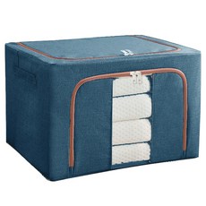 hillo 亞麻高級多功能收納箱, 海軍藍, 100L, 1個