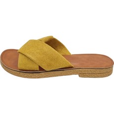 YJ international 女款絨面革交叉帶拖鞋0140