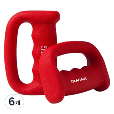 타미나스포츠 프리미엄 그립형 아령 덤벨 레드, 1kg, 6개