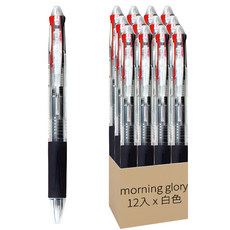 morning glory 纖細三色原子筆 0.7mm, 12入, 白色