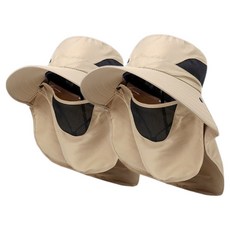 Tiger Pavilion 虎閣 戶外防紫外線遮陽釣魚登山帽 2件組, 卡其色