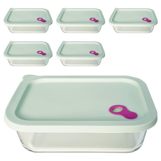 PAMIRE 帕米爾 矽膠烤箱玻璃密封容器 XXL 矩形 1500ml, 6個, 單品
