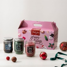 LUMIE CANDLE 居家聖誕風蠟燭禮盒 3款組, 黑櫻桃+桉樹+在月光下, 365g, 1組