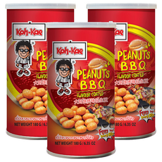 Koh-Kae 大哥 花生豆 燒烤味, 口感酥脆, 泰國熱銷零嘴, 180g, 3罐