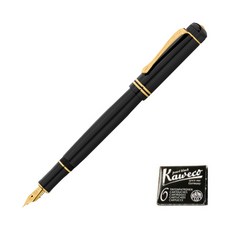 Kaweco DIA2鋼筆+墨盒6p, EF, 鍍黑金（鋼筆）、珍珠黑（墨盒）