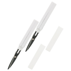 STICKYLE 塗氟不沾黏攜帶型開箱拆信剪刀, 2way剪刀設計 安全鎖設計, 白色, 2支