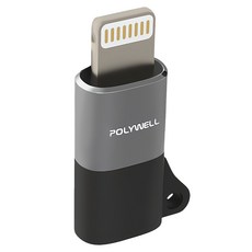 POLYWELL 寶利威爾 Lightning To Type-C 蘋果轉接器 適用iPhone14, 27mm, 灰色 + 黑色, 1個