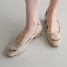 dangolunni 女款方釦金飾高跟鞋 Isny 金色鞋跟 3cm