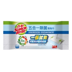 3M Scotch-Brite 百利 五合一除菌濕拖巾, 1包