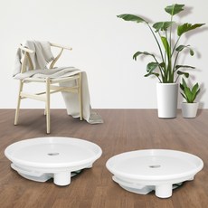 플라팜 원형 화분받침대, 화이트, 2개