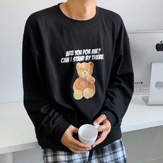 The Mad Moon 害羞小熊 轉印印花 Oversize 雙層棉 大學T