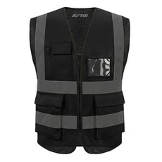 TIS 올메쉬 포켓형 작업복 안전조끼, 블랙, 1개