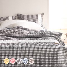 reona Cosy粉彩格紋衍縫泡泡紗夏季寢具組