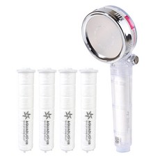 Aqua Duo 開/關水過濾器淋浴 + 補充過濾器 4 件套, 1套, 單色