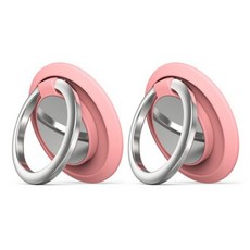 스트릿램프 실리콘 메탈 360도 회전 휴대폰 스마트링, 핑크, 2개