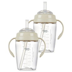 티지엠 쌀알 트라이탄 빨대컵, 240ml, 2개, 라이스베이지