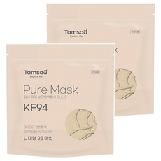 Tamsaa Pure口罩 米色 KF94 防塵透氣 親膚舒適 獨立包裝, 25片, 2包