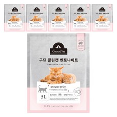 구딘 응고형 클린캣 벤토나이트 고양이 모래, 5L, 6개, 베이비파우더향